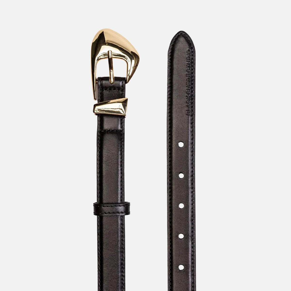 Black Suede Studio Slim Arrow Leather Belt - Black | Kith