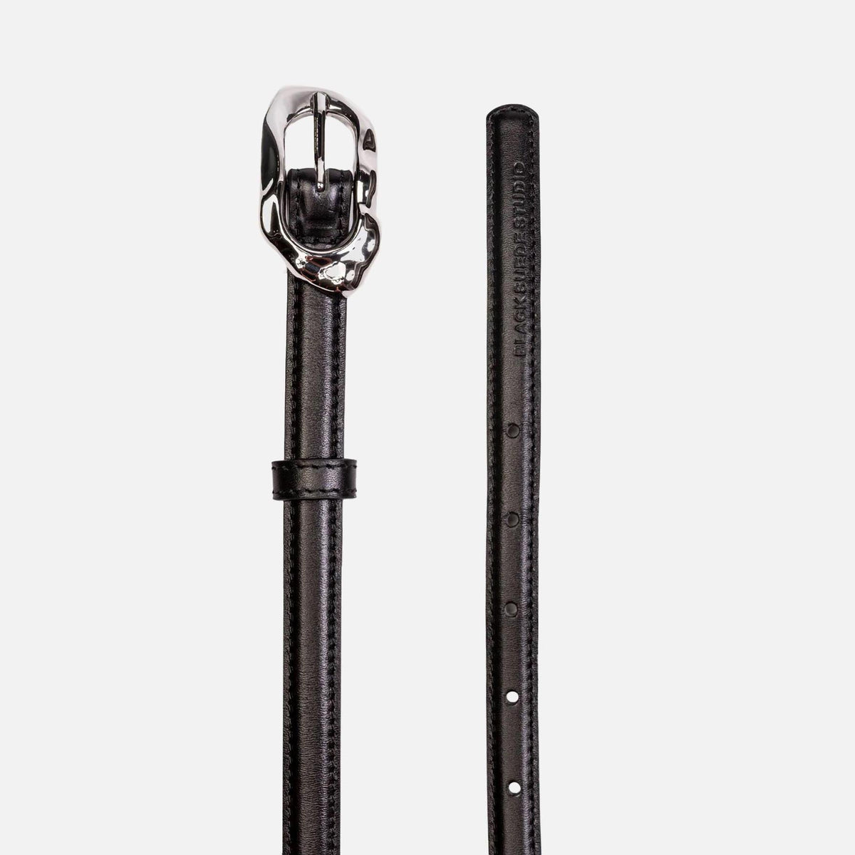 Black Suede Studio Greca Leather Belt - Black | Kith