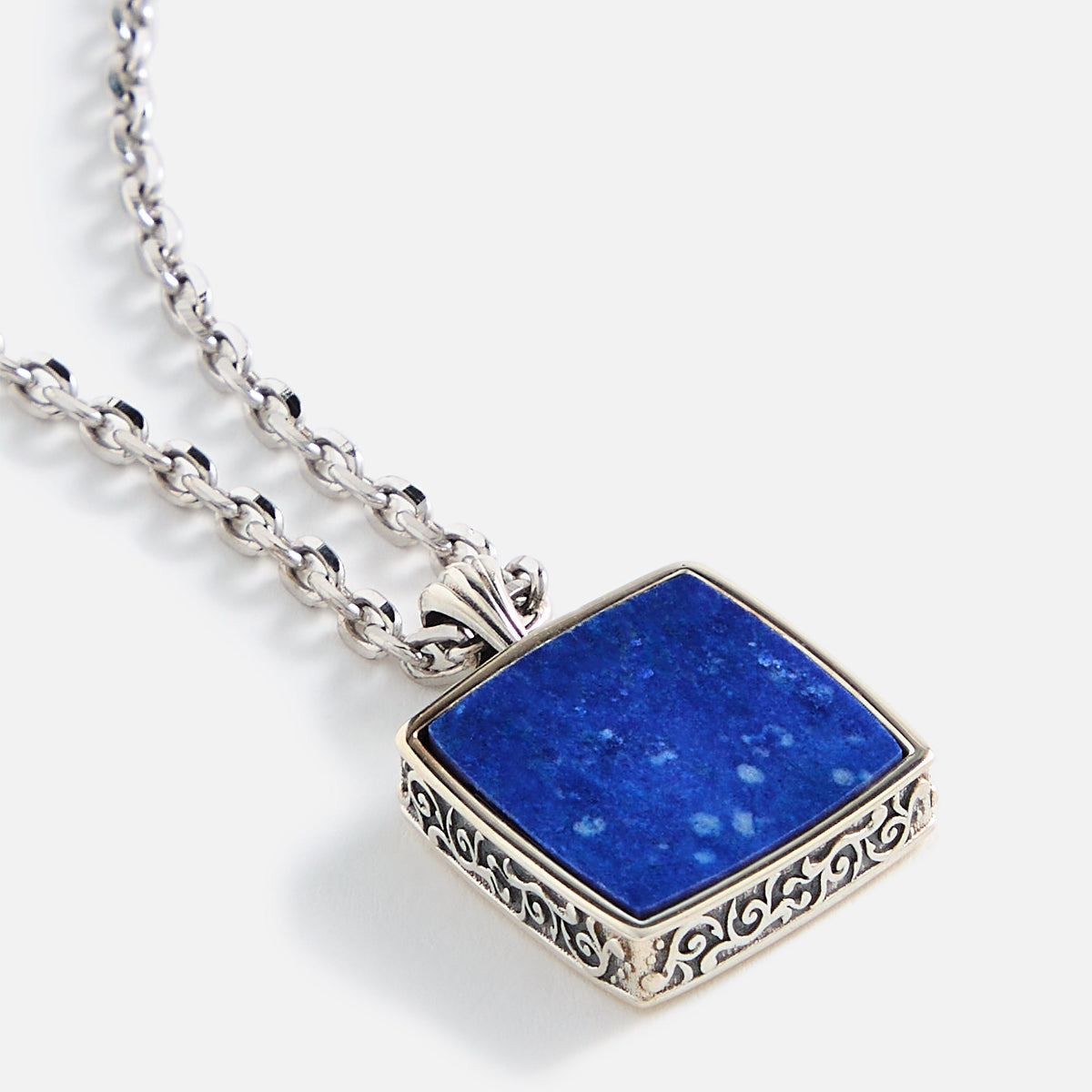 Emanuele Bicocchi Square Lapis Amulet Necklace - Silver | Kith