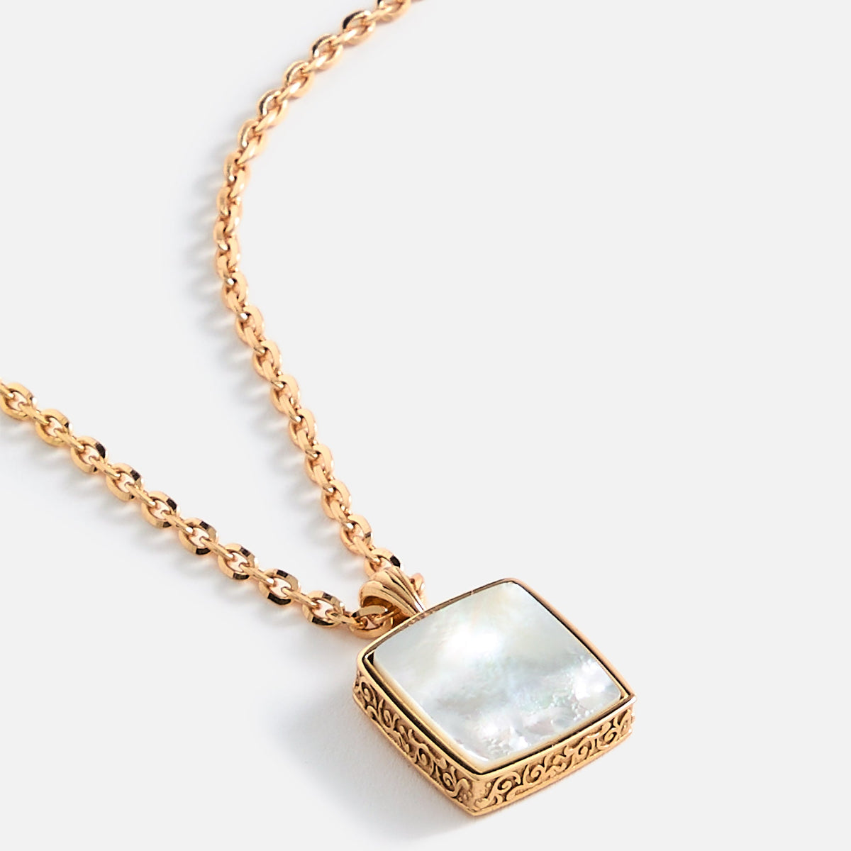 Emanuele Bicocchi Gold Square Mother of Pearl Amulet Necklace - Gold | Kith
