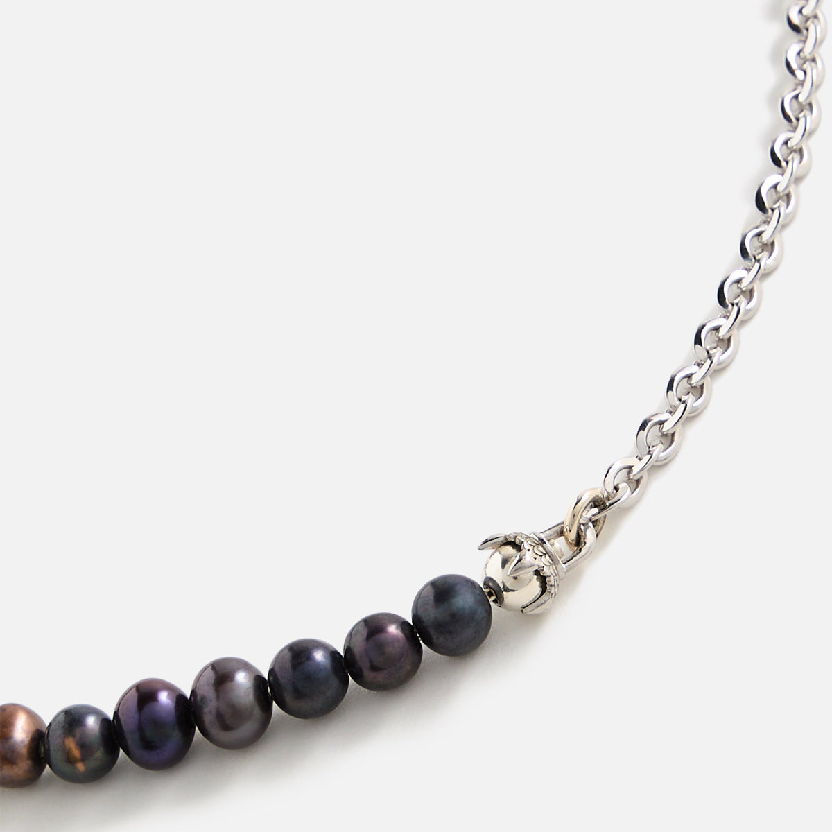 Emanuele Bicocchi Half Chain and Black Pearls Necklace (Small) - Silve | Kith