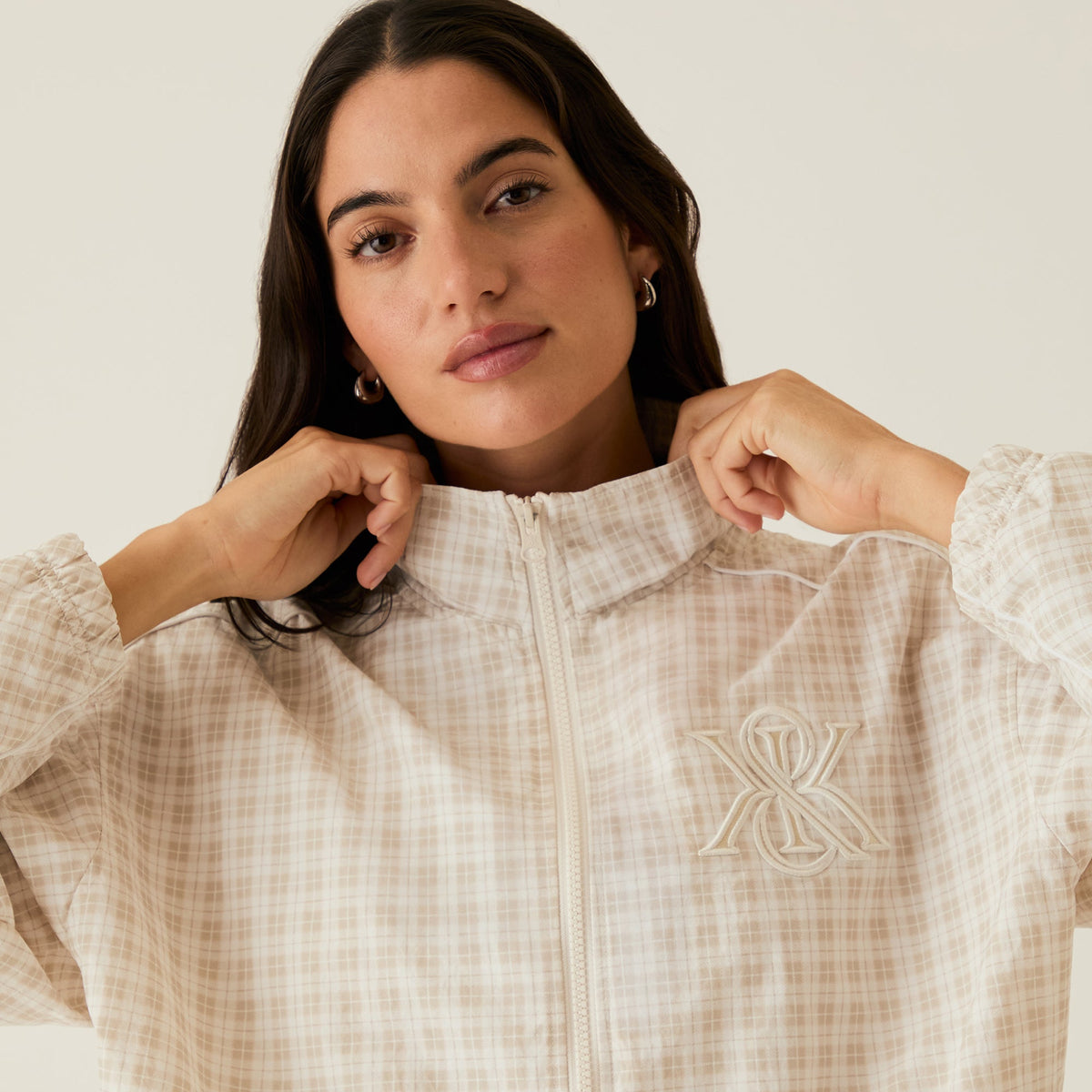 Kith Women Azariah Check Track Jacket- White | Kith