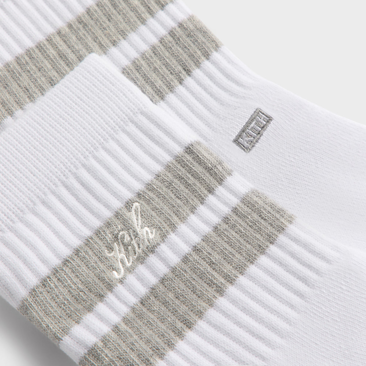 Kith 3-Pack Striped Mid Crew Socks - White | Kith