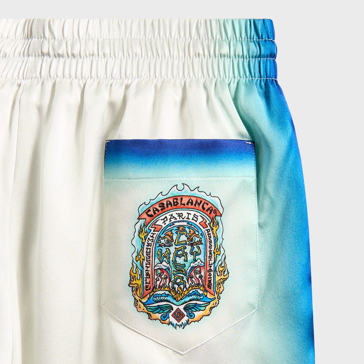 Casablanca Drawstring Shorts - Blue Fade / White | Kith