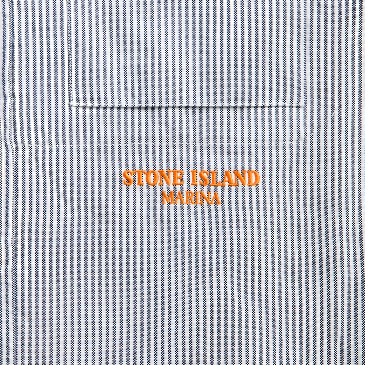 Stone Island Striped Oxford Cotton Marina Shirt - Blue Marine | Kith