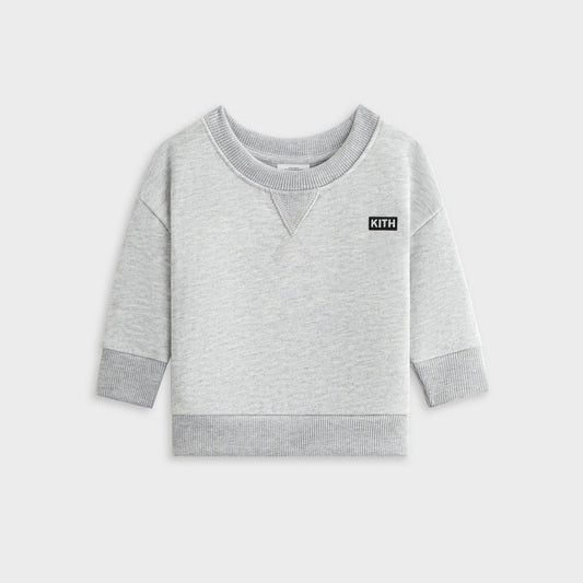 Kith Baby Long Sleeve Nelson Crew - Light Heather Grey | Kith