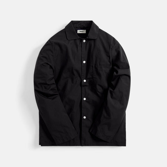 Tekla Poplin Long Sleeve Pajama Shirt - Black | Kith