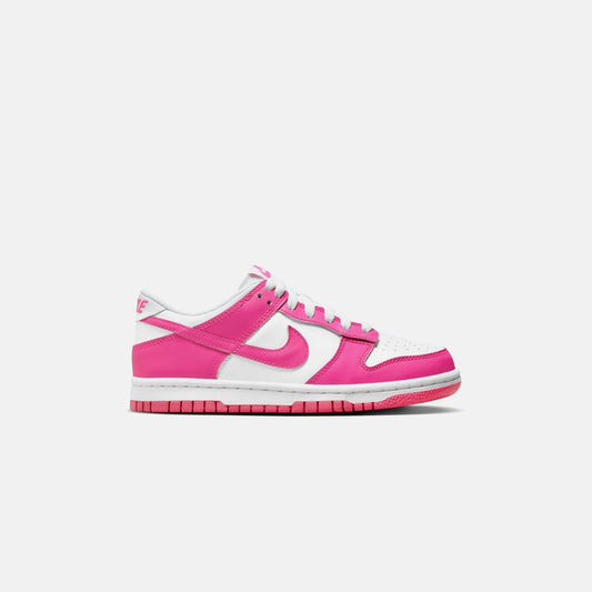 Nike GS Dunk Low - White / Laser Fuchsia | Kith