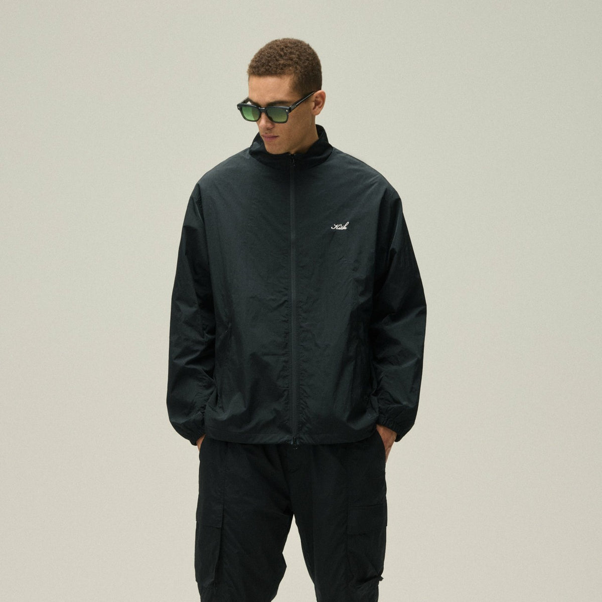 Kith Wrinkle Nylon Windsor Panelled Track Jacket - Black | Kith