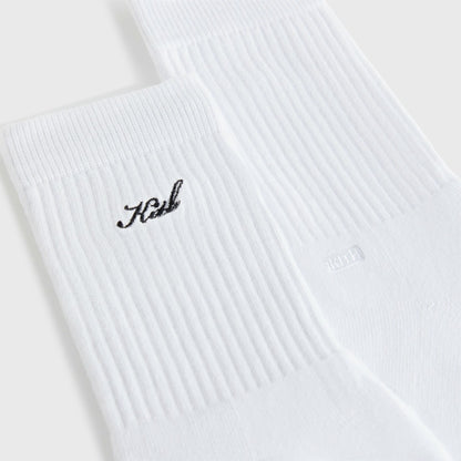 Kith Women Script Classic Crew Socks - White | Kith