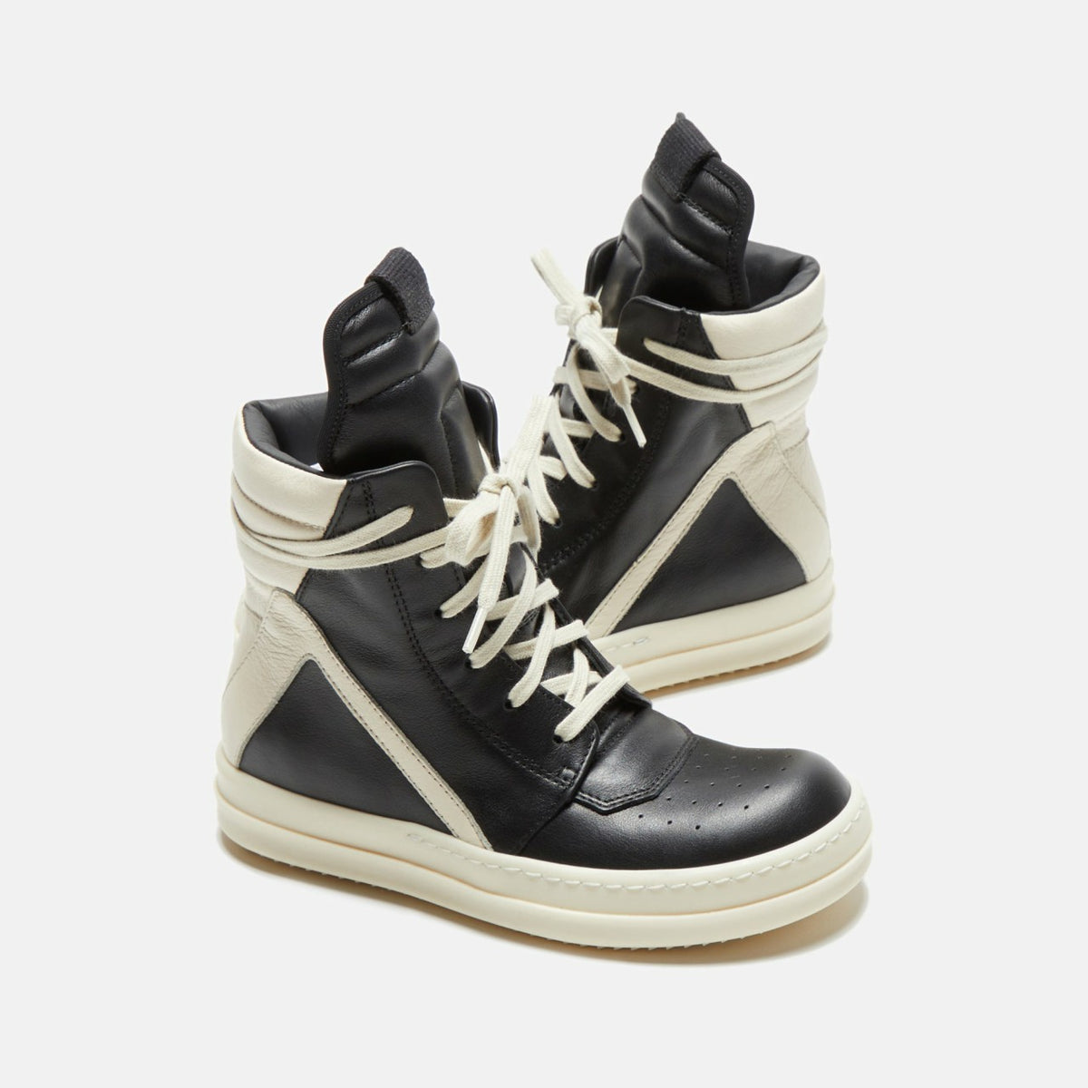 Rick Owens Kids Geobasket - Black / Milk / Milk Scarpe in Pelle | Kith