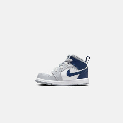 Jordan TD Air Jordan 1 Mid - White / Midnight Navy / Wolf Grey | Kith