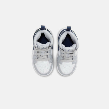 Jordan TD Air Jordan 1 Mid - White / Midnight Navy / Wolf Grey | Kith