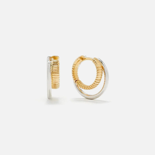 Yvonne Leon Two Tone Mini Hoop Earrings - Gold / Silver | Kith