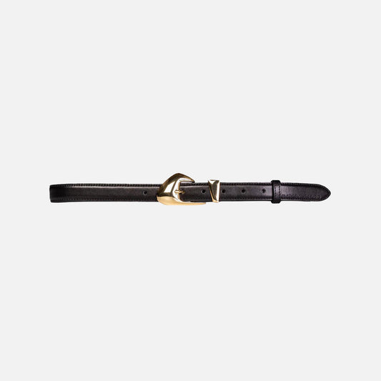 Black Suede Studio Slim Arrow Leather Belt - Black | Kith