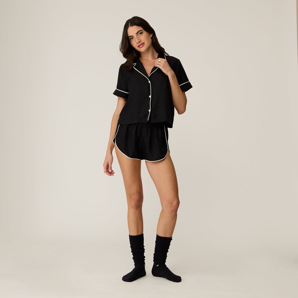 Kith Women Crest Monogram Pajama Set - Black | Kith