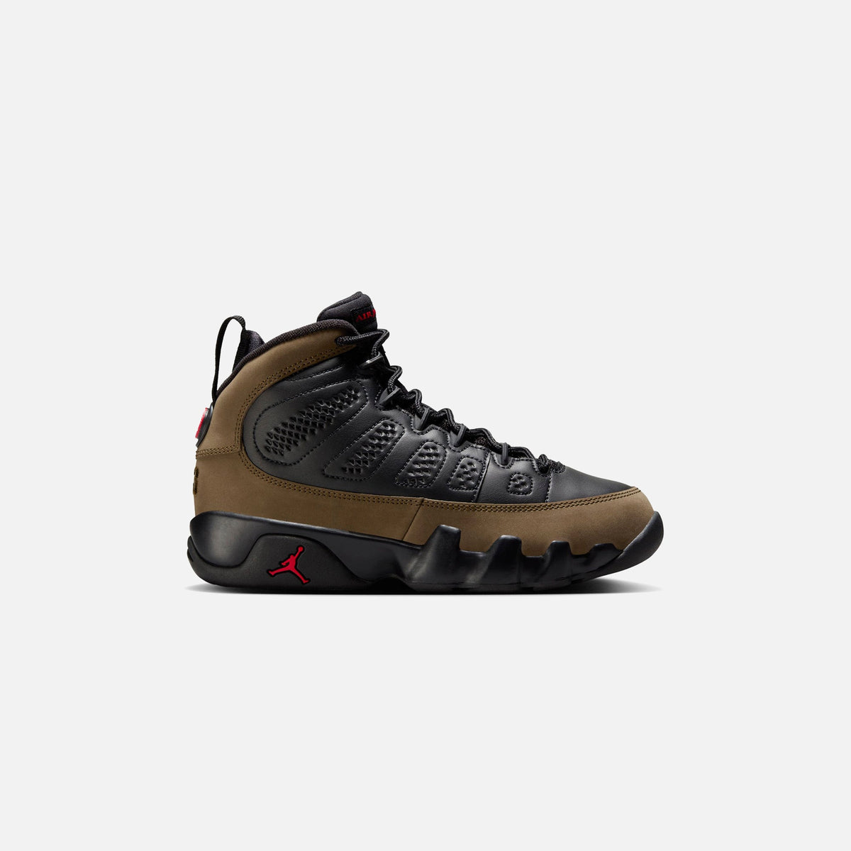 Jordan GS Air Jordan 9 Retro - Black / Light Olive / Varsity Red | Kith