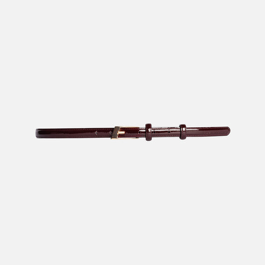 Black Suede Studio Slanted Belt - Raisin / Gold Hardware | Kith