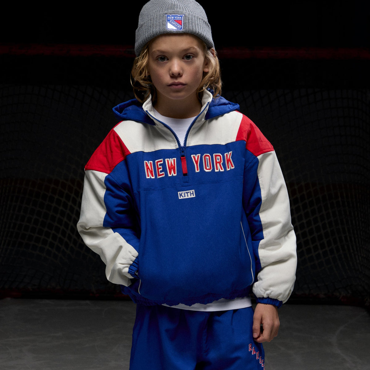 Kith Kids for the New York Rangers Quarter Zip Anorak - Cyclone | Kith