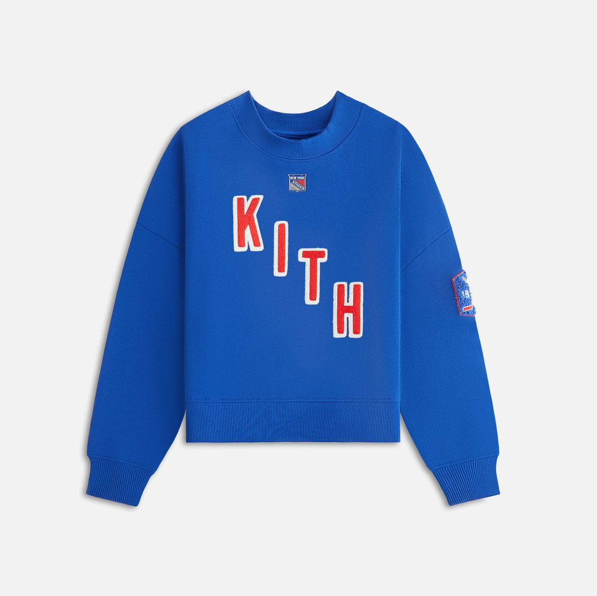 Kith Kids for the New York Rangers Skewed Nelson Crewneck - Cyclone | Kith