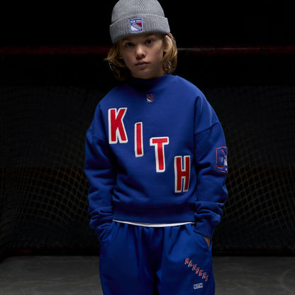 Kith Kids for the New York Rangers Skewed Nelson Crewneck - Cyclone | Kith
