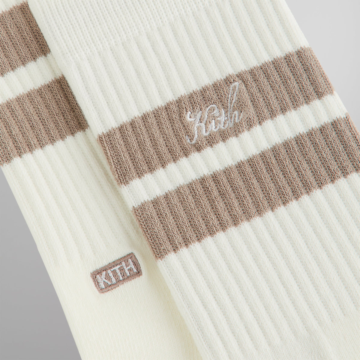 Kith Double Stripe Script Embroidered Cotton Crew Socks - Molecule | Kith