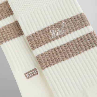 Kith Double Stripe Script Embroidered Cotton Crew Socks - Molecule | Kith