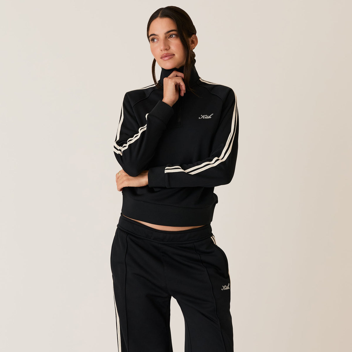 Kith Women Everly Tricot Track Quarter Zip - Black | Kith