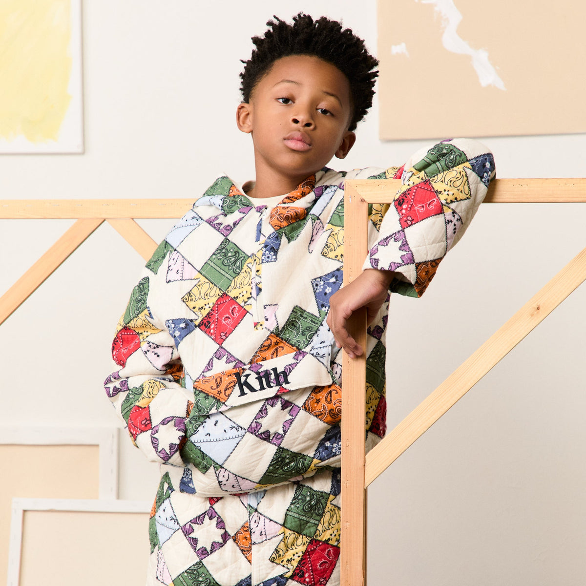 Kith Kids Quilted Patchwork Harrison Pullover - Sandrift | Kith
