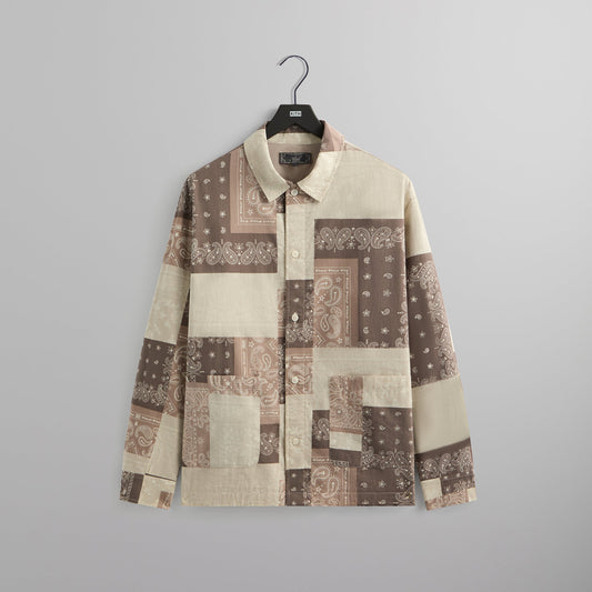 Kith Washed Cotton Bandana Boxy Collared Overshirt - Overcast | Kith