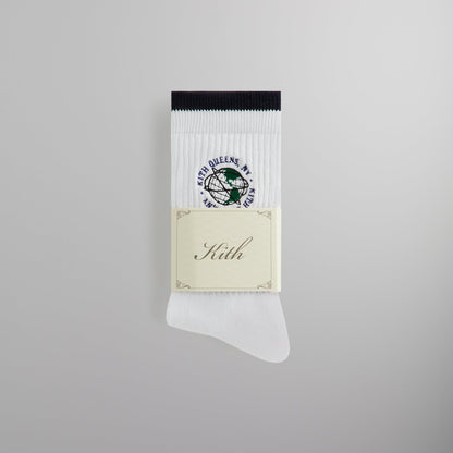 Kith Embroidered Globe Crew Sock - White | Kith