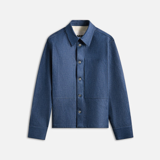 Jil Sander Textured Dry Cotton Denim Shirt - Blue | Kith