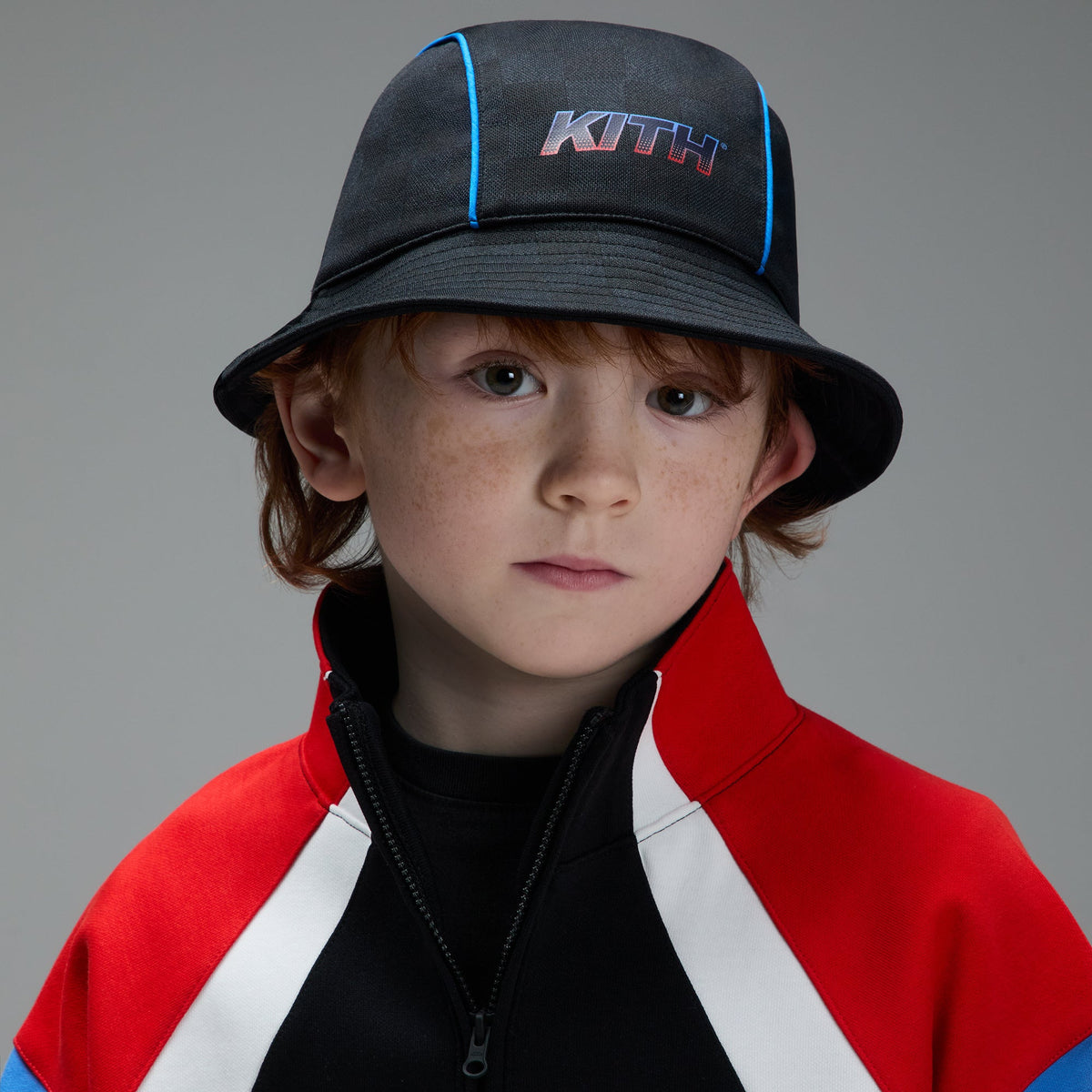 Kith Kids Soccer Checkered Bucket Hat - Black | Kith