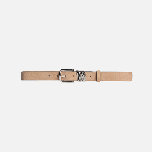 Black Suede Studio Boyfriend Belt - Sand Suede / Silver Hardware | Kith