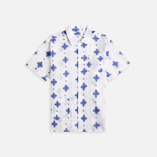 Engineered Garments Camp Shirt - White CP Crest Embroidery Sheeting | Kith