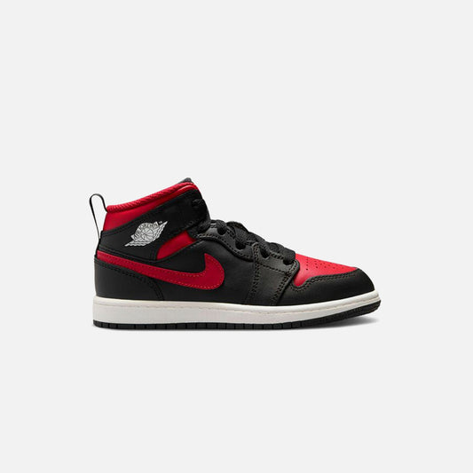 Jordan PS Air Jordan 1 Mid - Black / Varsity Red / Summit White | Kith