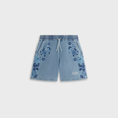 Kith Kids Floral Paisley Chambray Apollo Short - Kent Light Wash | Kith