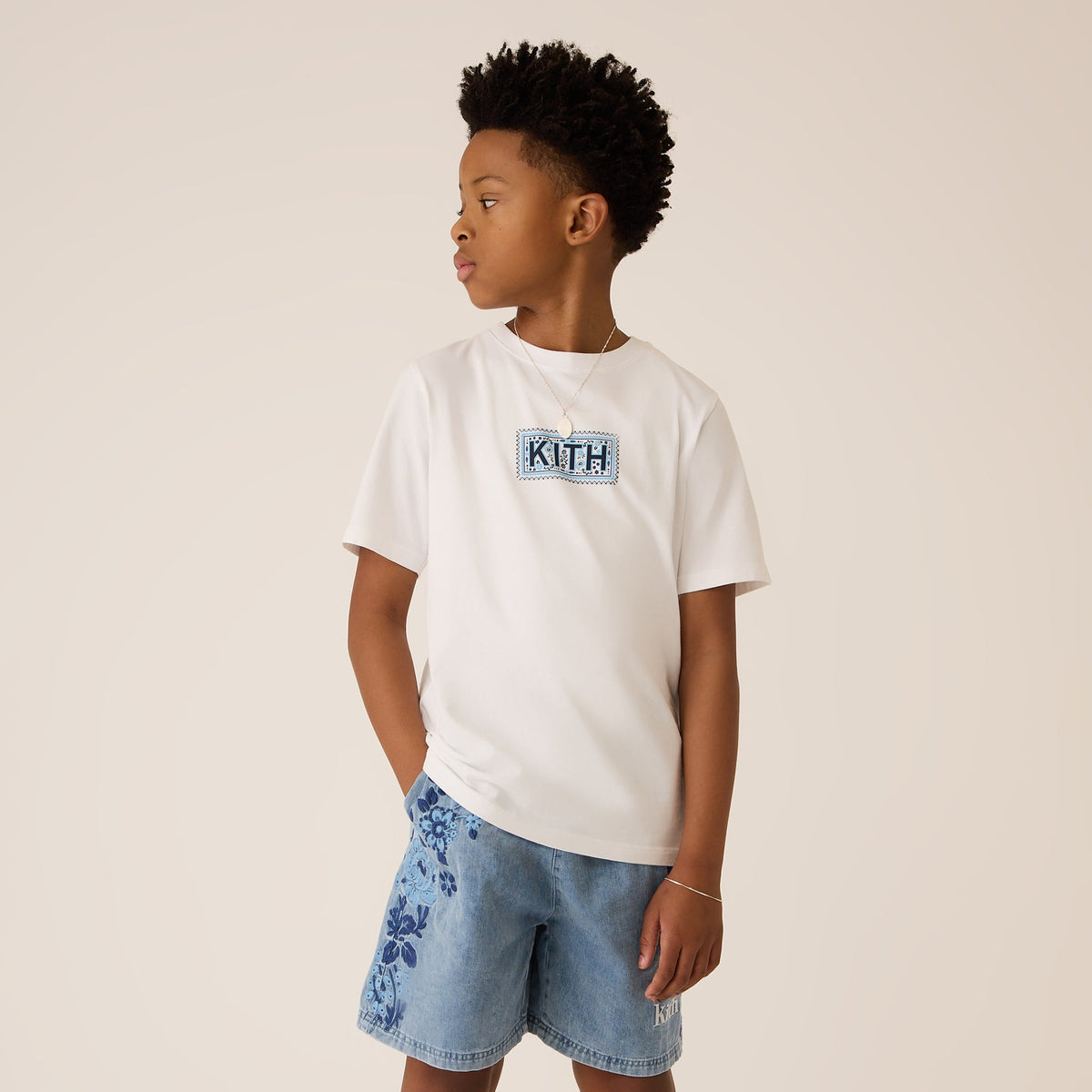 Kith Kids Floral Paisley Chambray Apollo Short - Kent Light Wash | Kith
