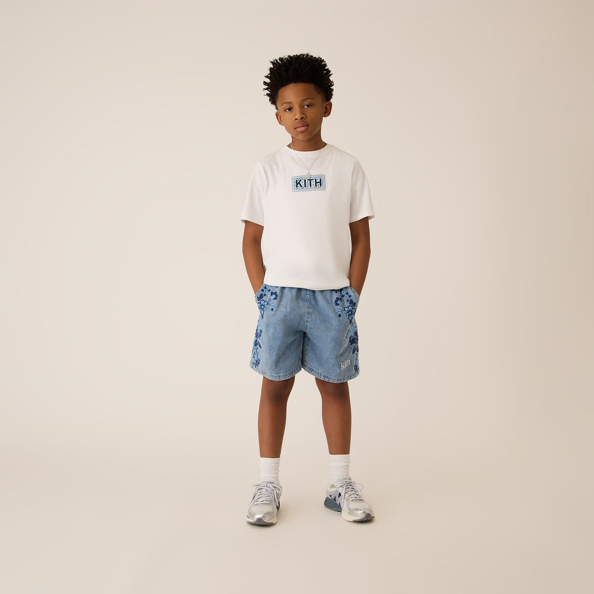 Kith Kids Floral Paisley Chambray Apollo Short - Kent Light Wash | Kith