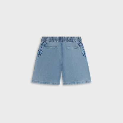 Kith Kids Floral Paisley Chambray Apollo Short - Kent Light Wash | Kith