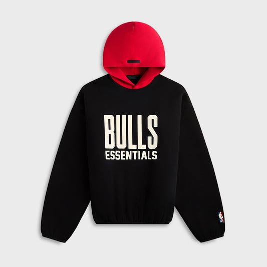 Essentials Bulls Core Fleece Pull Over Hoodie - Black / Red | Kith