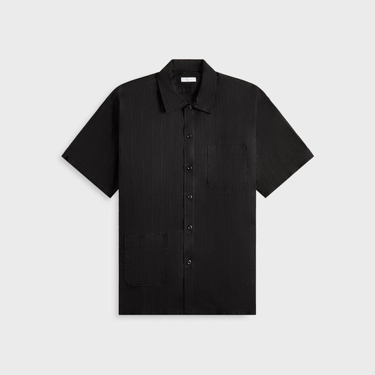Engineered Garments Cotton Lace Stripe Jacquard Camp Shirt - Black | Kith