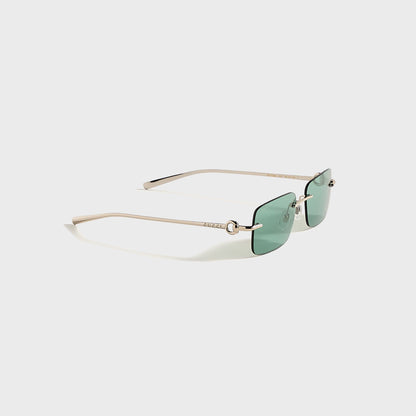 Gucci Rectangular Frames - Silver / Green | Kith