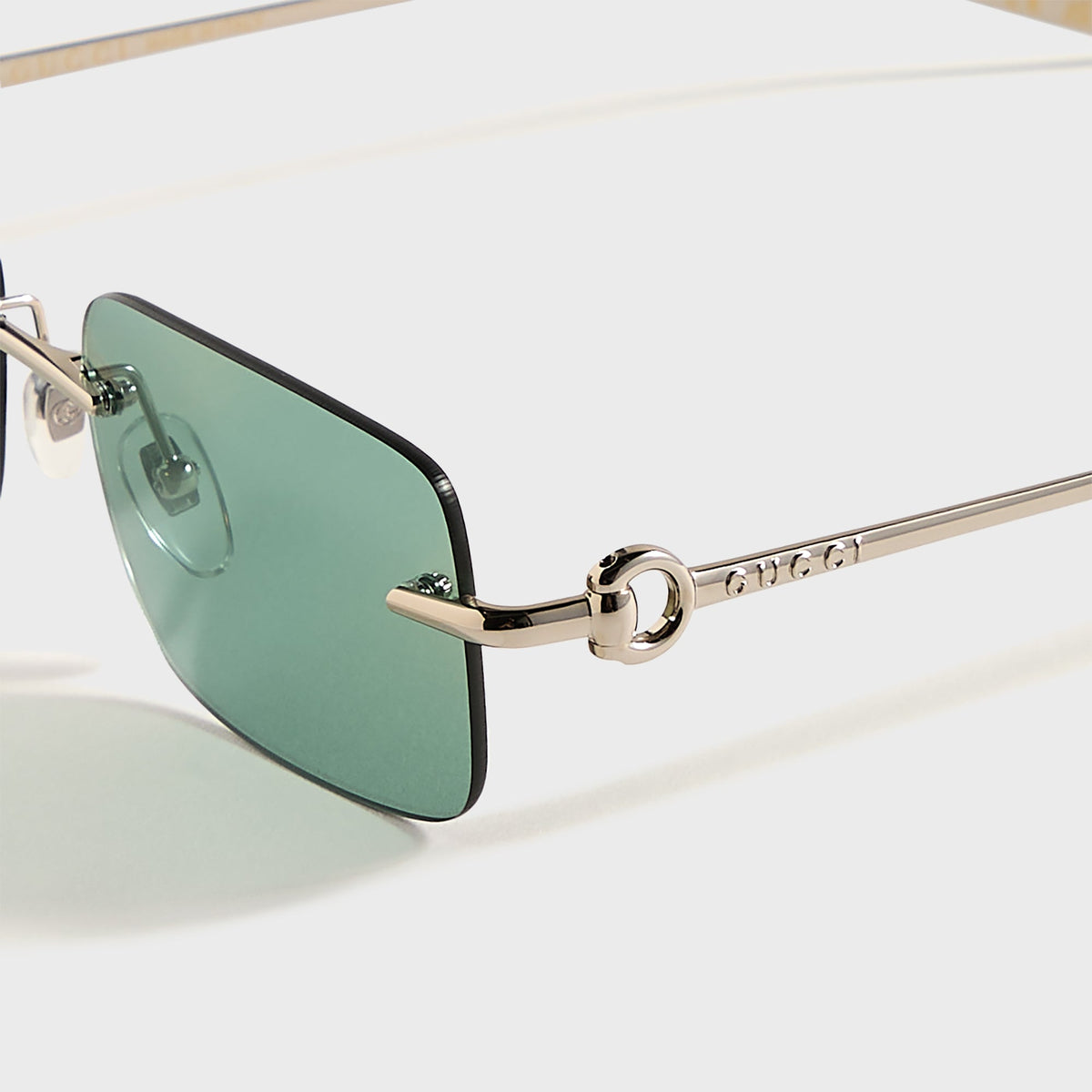 Gucci Rectangular Frames - Silver / Green | Kith