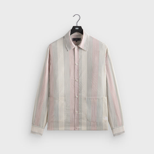 Kith Seersucker Long Sleeve Boxy Collared Overshirt - White | Kith