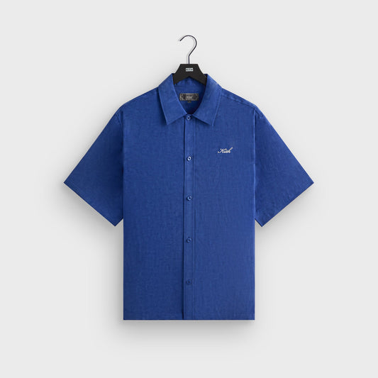 Kith Cupro Linen Short Sleeve Boxy Collared Overshirt - Current | Kith