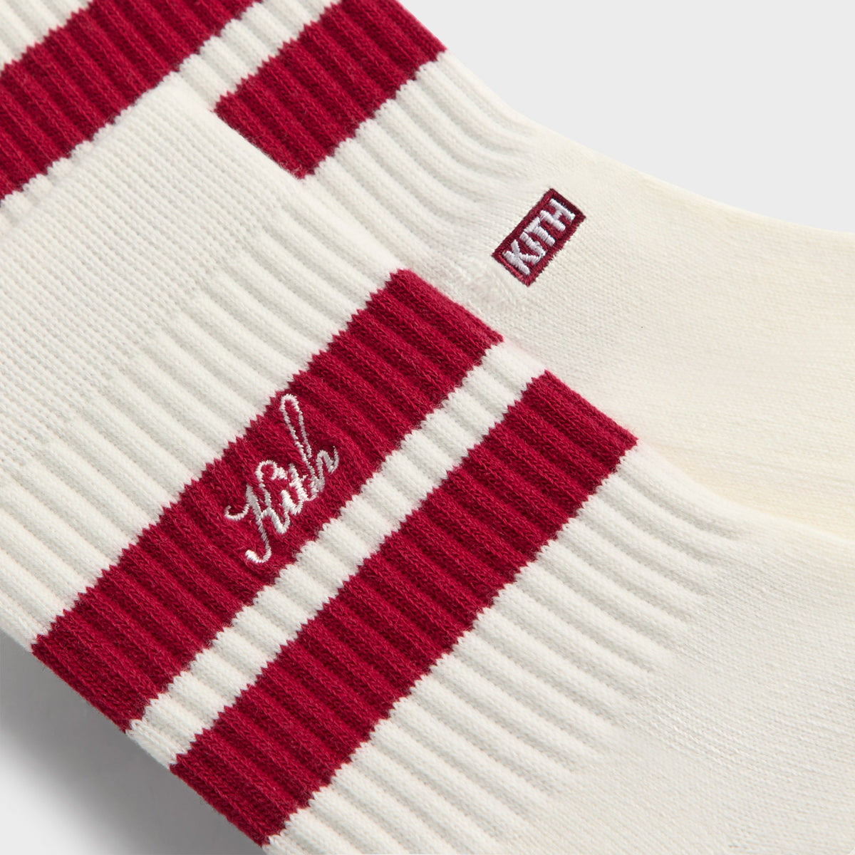 Kith 3-Pack Striped Mid Crew Socks - White | Kith