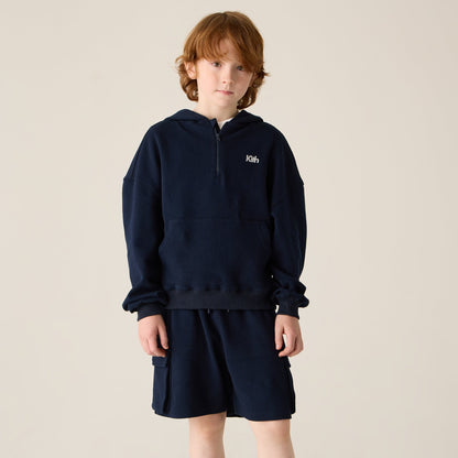 Kith Kids Waffle Nelson Quarter Zip Hoodie - Nocturnal | Kith