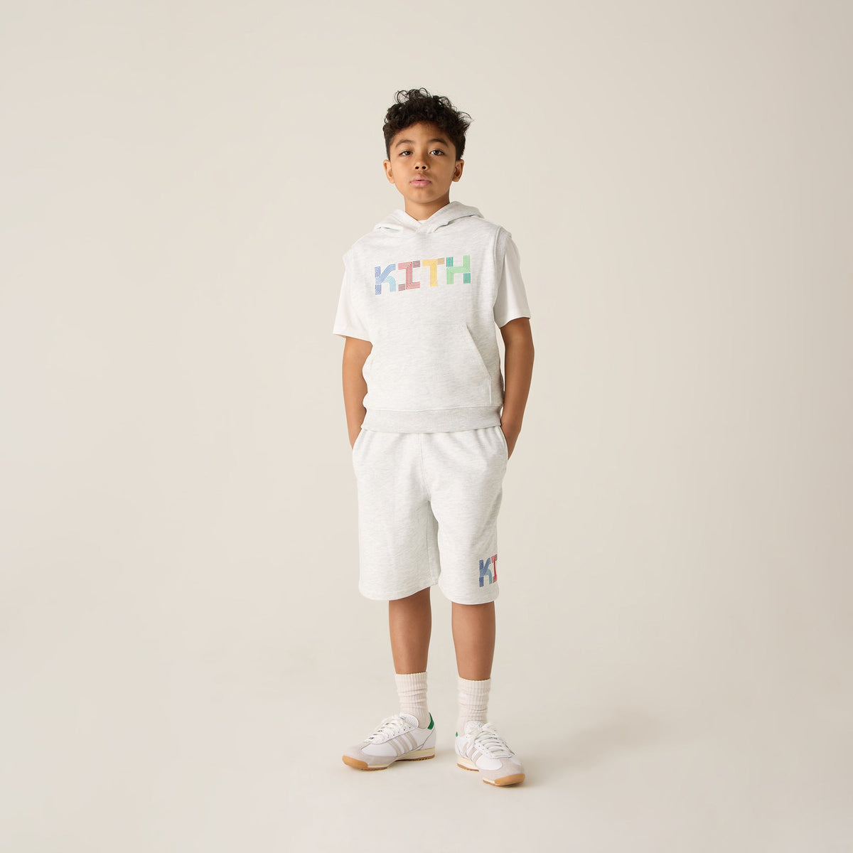 Kith Kids Pathways Sleeveless Hoodie - Light Heather Grey | Kith