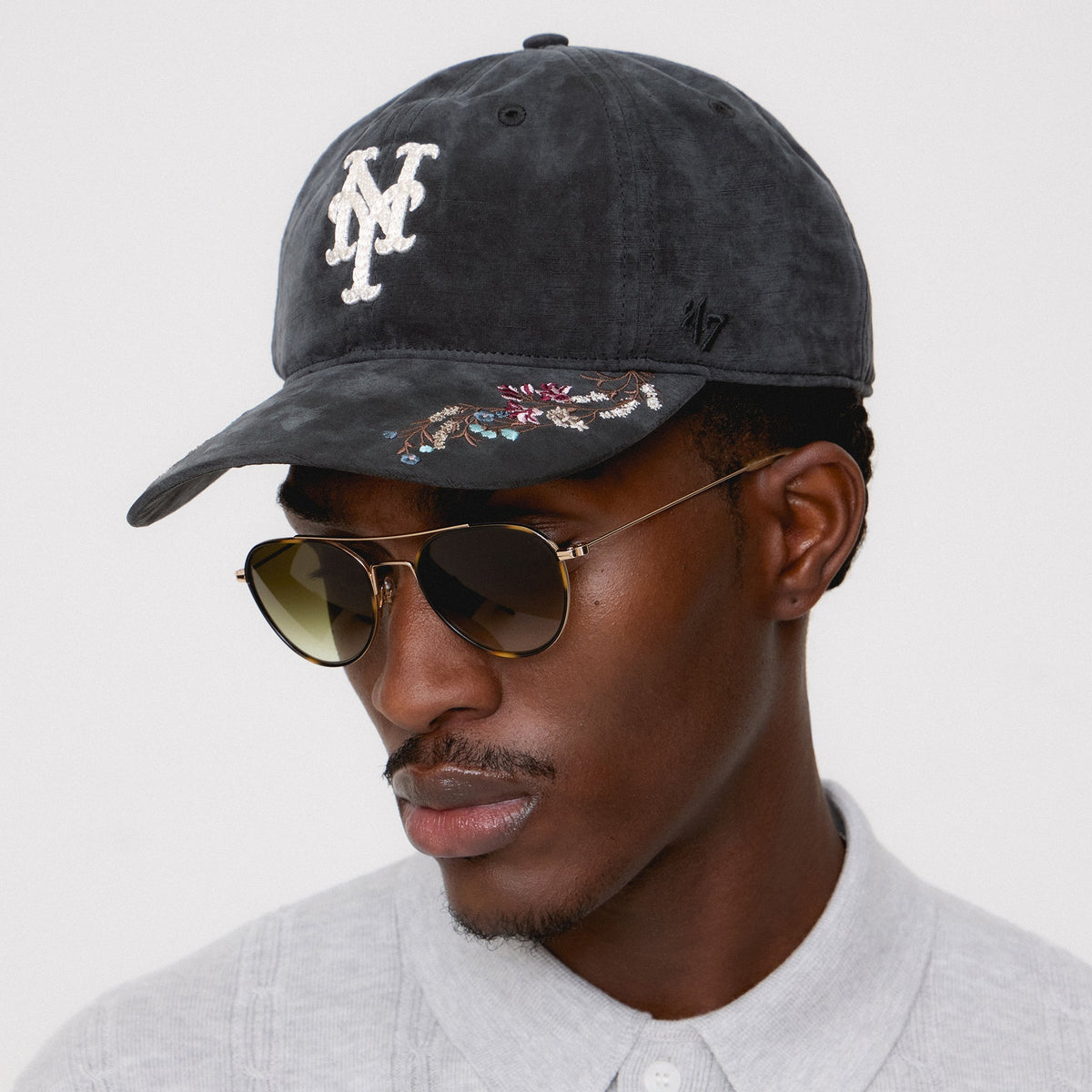 Kith & '47 for the New York Mets Cupro Linen Franchise LS Cap - Black | Kith